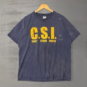 Zees T Shirt Navy Blue CSI Cant Stand Idiots Funny Graphic Tee XL